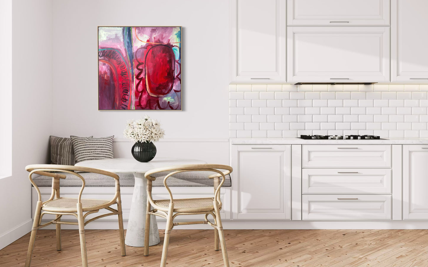 36" x 36" | Acrylic on Canvas | "Naptime Flower Power Party" | FRAMED